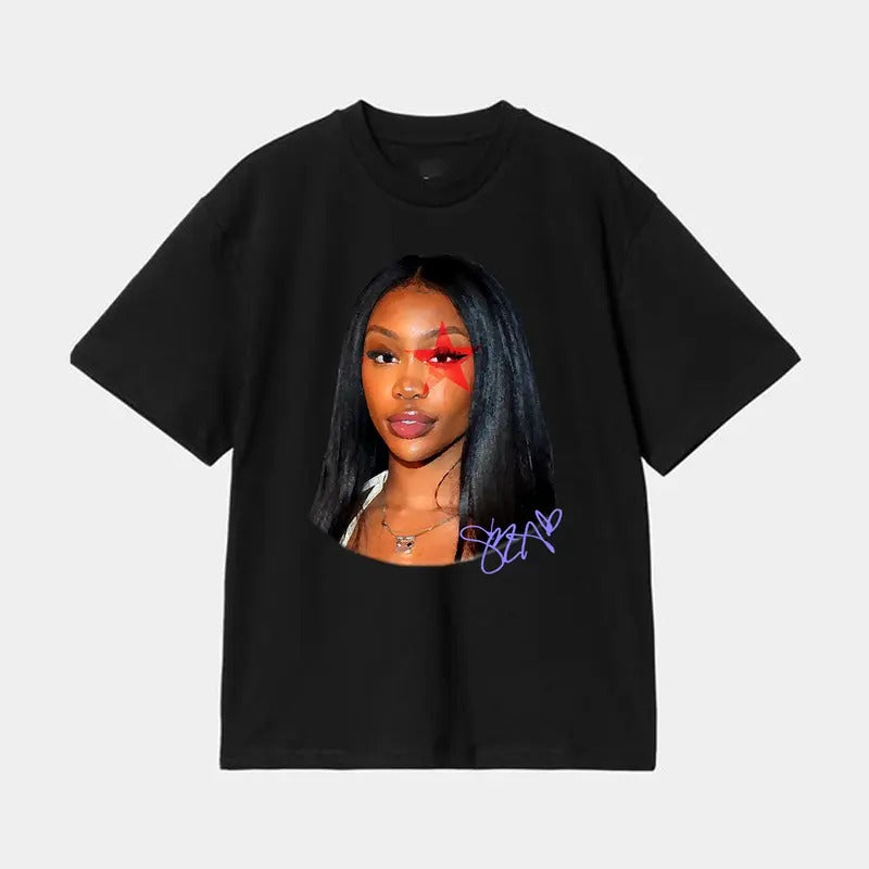 SZAAA Red Star Big Face Rap Shirt