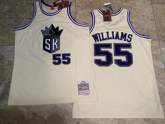Sacramento Kings Jason Williams Mitchell & Ness Cream Chainstitch Swingman Jersey