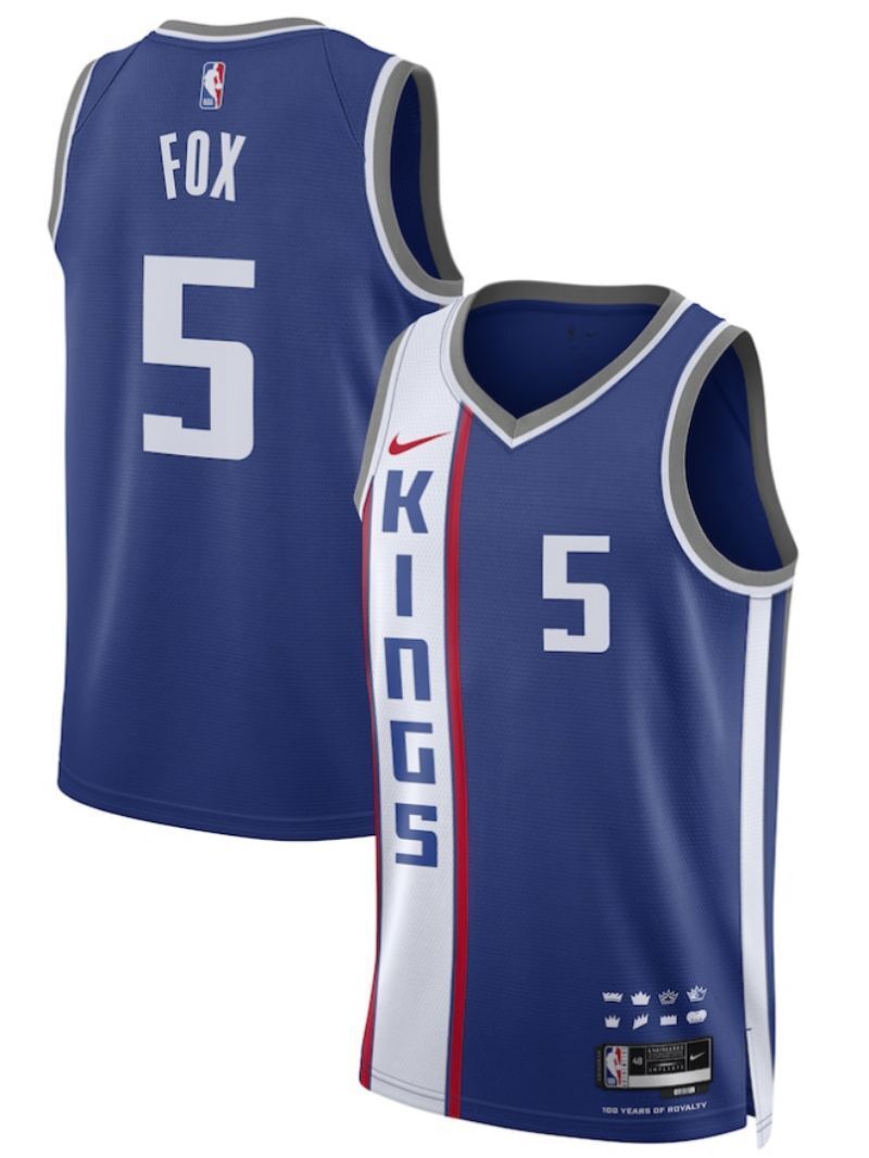 Sacramento Kings #5 De'Aaron Fox 23 24 city jersey blue