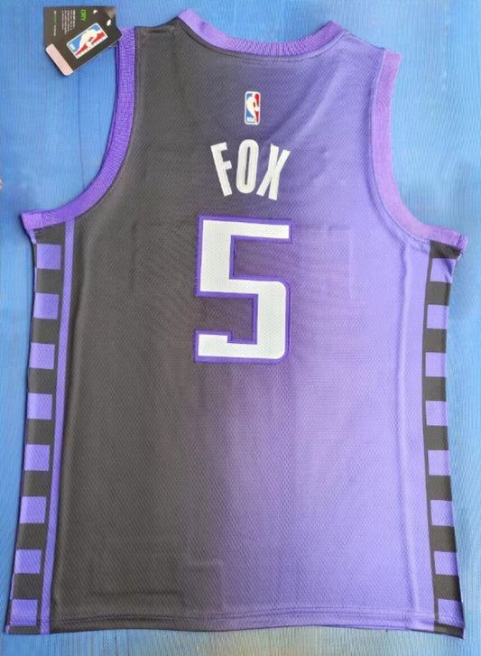 Sacramento Kings #5 De'Aaron Fox New Season Kings 5 Purple Black Style 1