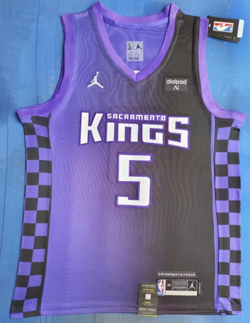 Sacramento Kings #5 De'Aaron Fox New Season Kings 5 Purple Black Style 2