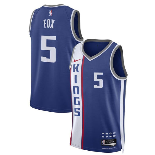 Sacramento Kings #5 De'Aaron Fox Unisex 2023 24 Swingman Jersey - Blue - City Edition
