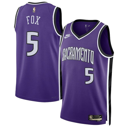 Sacramento Kings #5 De'Aaron Fox Unisex 202425 Swingman Jersey - Purple - Classic Edition