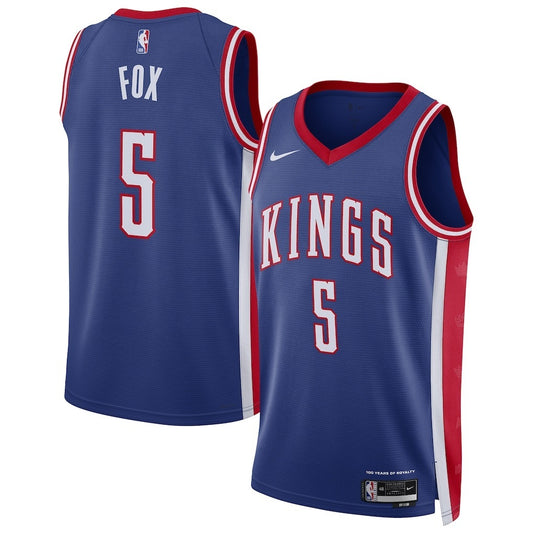 Sacramento Kings #5 De'Aaron Fox Unisex 202425 Swingman Player Jersey - City Edition - Blue