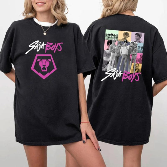 Saja Boys 2 Slide Shirt, Saja Boys Kpop Demon Hunters Fan Shirt, Retro Saja Boys Band Shirt, Demon Hunters Merch, Kpop...
