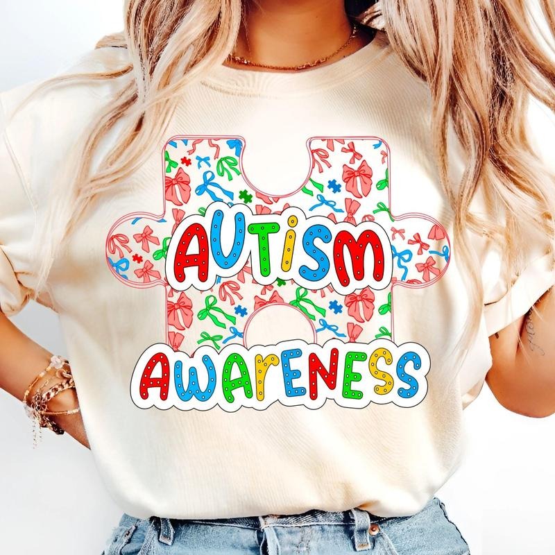 [Sale To 45% Off] Autism Awareness Coquette T-Shirt, Autism Awareness Shirt, Puzzle Autism Ribbon, Gift For Mom, Mother's...