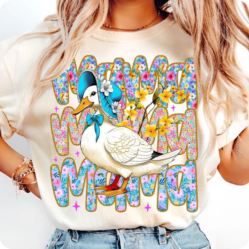 [Sale To 45% Off] Floral Mama Goose T-Shirt, Cute Goose Lover , Mother's Day Gift T-Shirt, Funny Bird Mom T-Shirt, Girly...