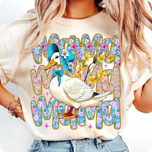 [Sale To 45% Off] Floral Mama Goose T-Shirt, Cute Goose Lover , Mother's Day Gift T-Shirt, Funny Bird Mom T-Shirt, Girly...