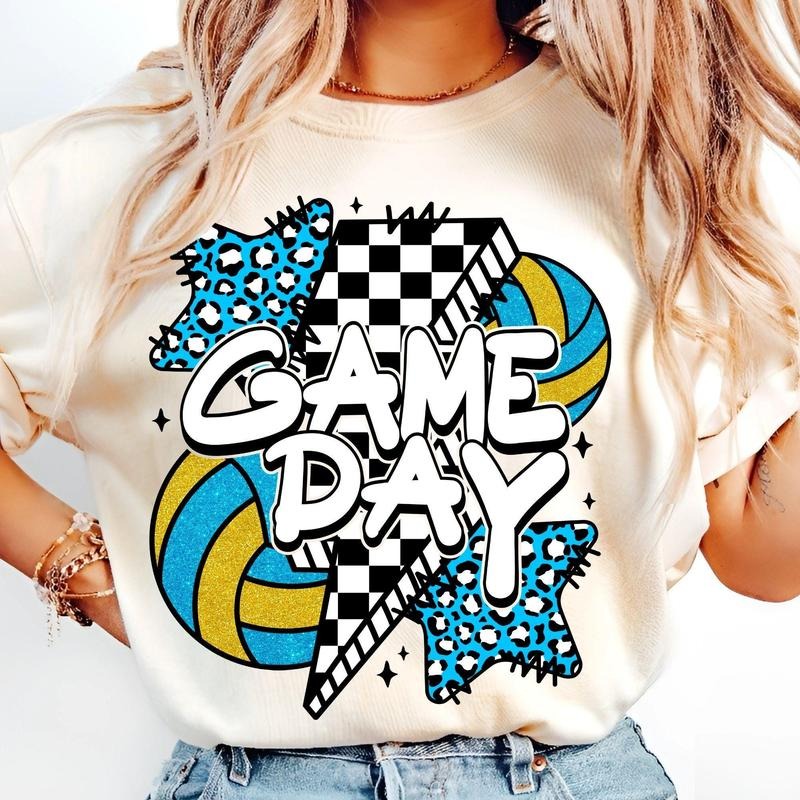 [Sale To 45% Off] Game Day Volleyball Shirt, Retro Volleyball Coquette T-Shirt, Mama Volleyball Bow Shirt, Checkered...