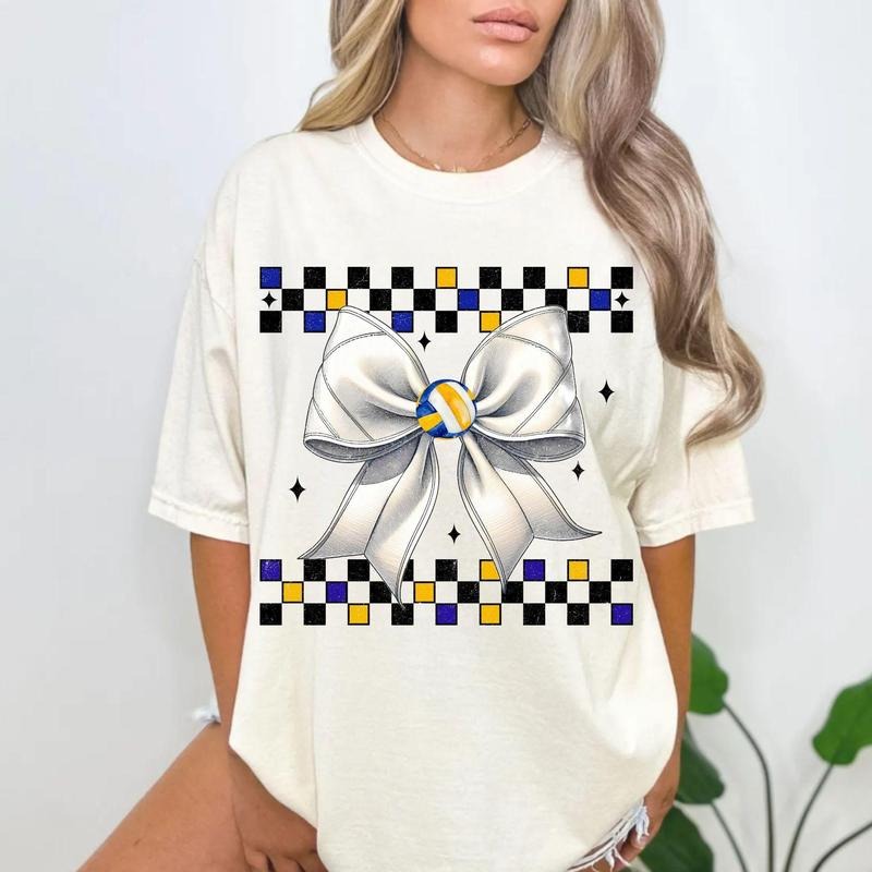 [Sale To 45% Off] Retro Volleyball T-Shirt, Volleyball Mama Shirt, Coquette Bow Volleyball T-Shirt, Game Day Shirt, Gift...