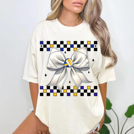 [Sale To 45% Off] Retro Volleyball T-Shirt, Volleyball Mama Shirt, Coquette Bow Volleyball T-Shirt, Game Day Shirt, Gift...