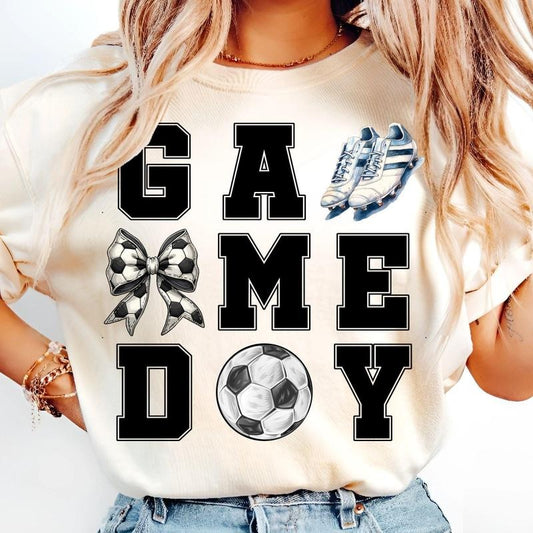 [Sale To 45% Off] Soccer Game Day T-Shirt, Coquette Soccer T-Shirt, Soccer Mama Shirt, Retro Soccer Mom T-Shirt, Gift For...