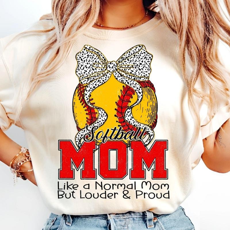[Sale To 45% Off] Softball Mom T-Shirt, Varsity Distressed T-Shirt, Loud and Proud Softball Mama Shirt, Coquette Softball...