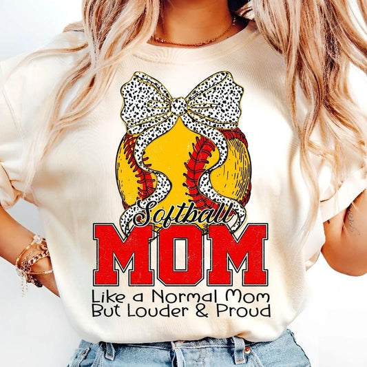 [Sale To 45% Off] Softball Mom T-Shirt, Varsity Distressed T-Shirt, Loud and Proud Softball Mama Shirt, Coquette Softball...