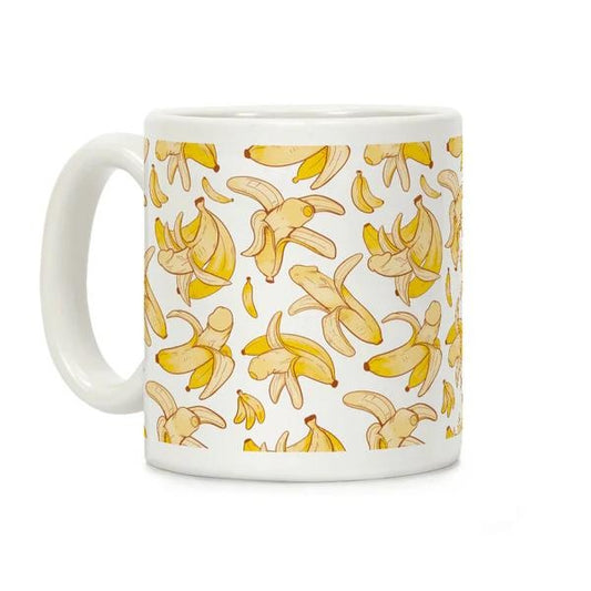 [Sale Up To 50%] Cottage Core Coffee Mug_Banana penis pattern- 11 oz or 15 oz Ceramic Drinkware with Large Handles,...
