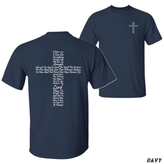Sale Up To 50% Christian T-shirt Cross Design With Bible Verses For Strength And Faith Inspirational Tee For Believers...