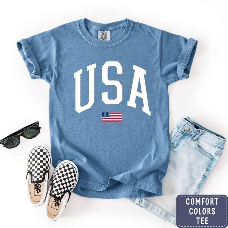 [Sale up to 50%]Comfort Colors USA Shirt, Patriotic T-Shirt ,Boys USA Tshirt Hoodie, Sweatshirt | WearSparks.com