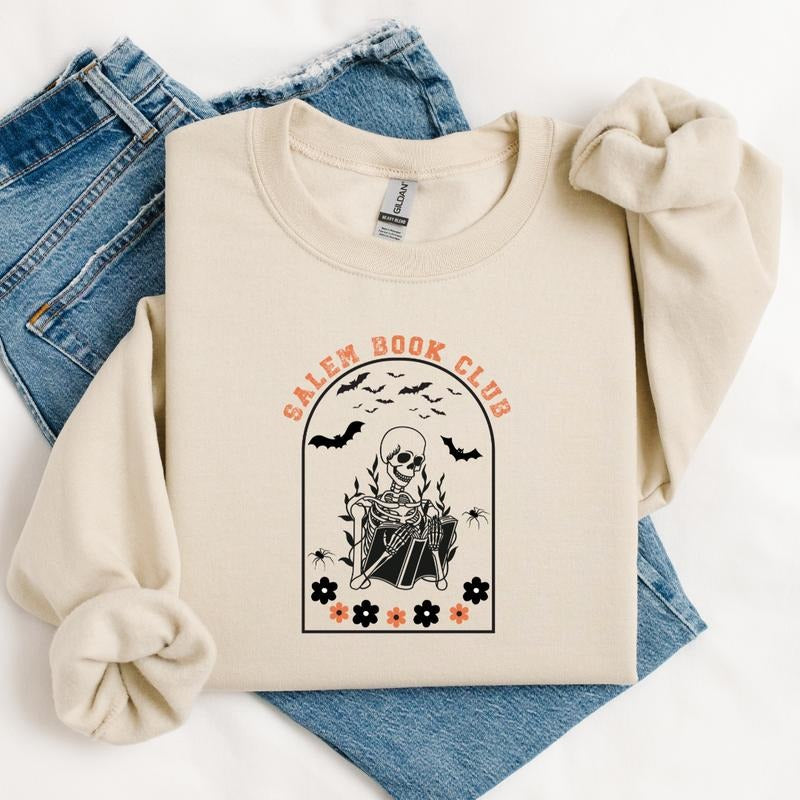 Salem Book Club Sweatshirt, Halloween Spooky Ghost Shirt , Halloween Spooky Tee, Halloween Fall T-shirt, Cute Halloween...