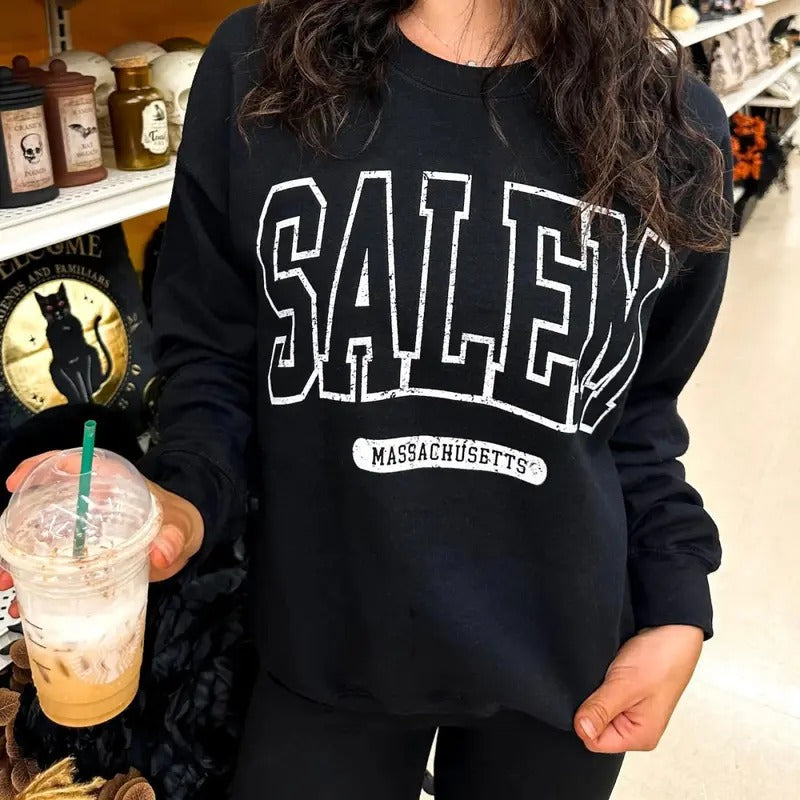 Salem Massachusetts, Crewneck Halloween Sweatshirt Womenswear Hoodie Womenswear Hoodie T-Shirts | WearSparks.com