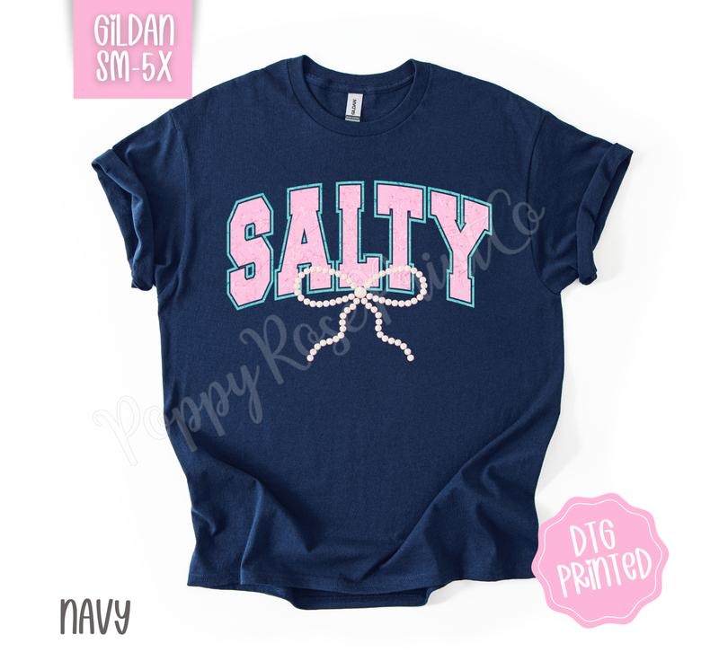 Salty Bow Gildan Tshirt, Cute Summer Tee, Girly Beach Shirt Hoodie, Sweatshirt | WearSparks.com