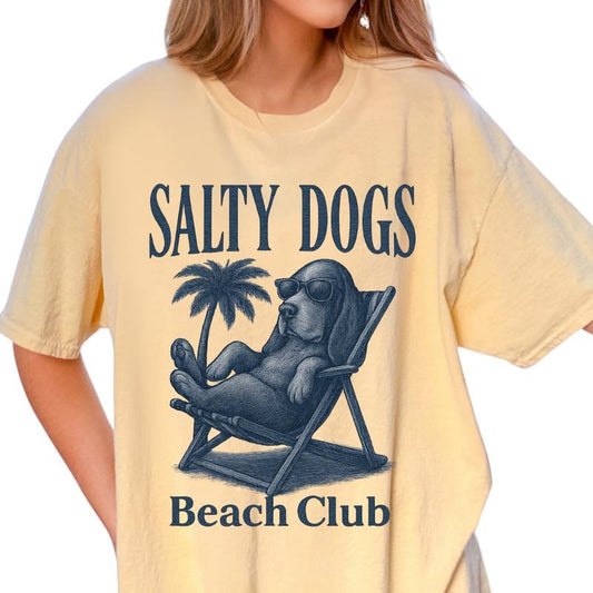 Salty Dogs Beach Club Bassett Hound Shirt ~ Unisex Apparel Relaxed Fit Printed In The USA Clothing Womenswear Casual...