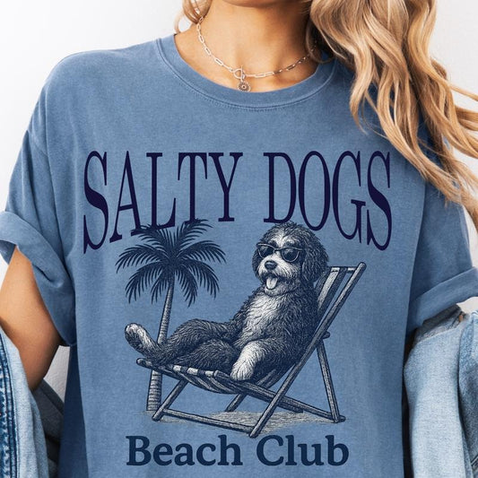 Salty Dogs Beach Club Bernedoodle Shirt ~ Unisex Apparel Relaxed Fit Printed In The USA Clothing Womenswear Casual...