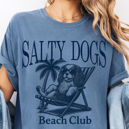 Salty Dogs Beach Club Cavalier Shirt ~ Unisex Apparel Relaxed Fit Printed In The USA Clothing Womenswear Casual Comfort...