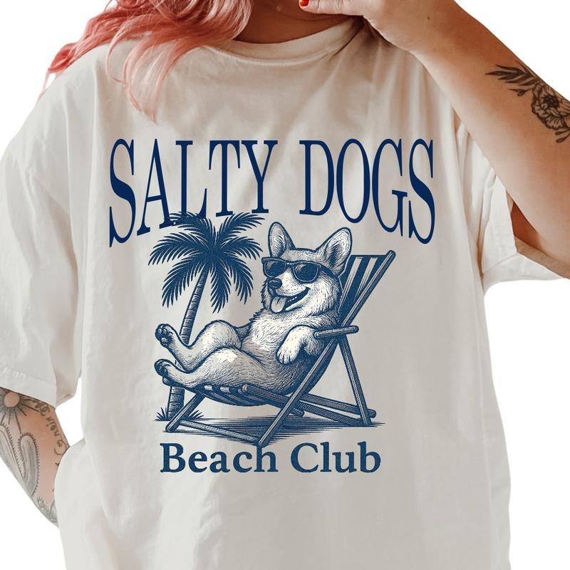 Salty Dogs Beach Club Corgi Shirt ~ Unisex Apparel Relaxed Fit Printed In The USA Clothing Womenswear Casual Comfort...