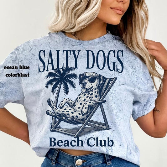 Salty Dogs Beach Club Dalmatian Shirt ~ Unisex Apparel Relaxed Fit Printed In The USA Clothing Womenswear Casual Comfort...