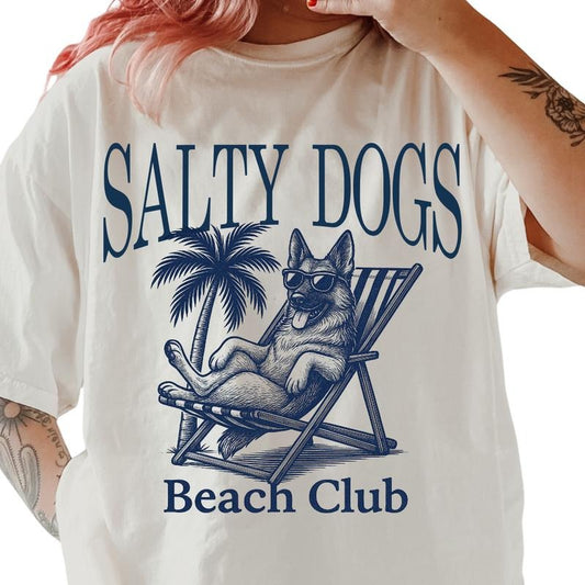 Salty Dogs Beach Club German Shepherd Shirt ~ Unisex Apparel Relaxed Fit Printed In The USA Clothing Womenswear Casual...