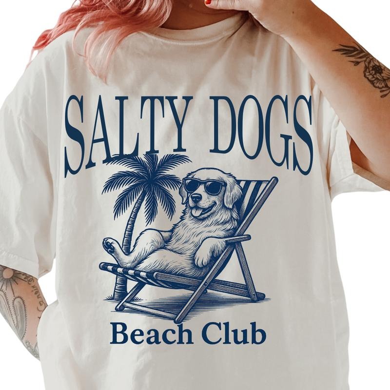 Salty Dogs Beach Club Golden Retriever Shirt ~ Unisex Apparel Relaxed Fit Printed In The USA Clothing Womenswear Casual...
