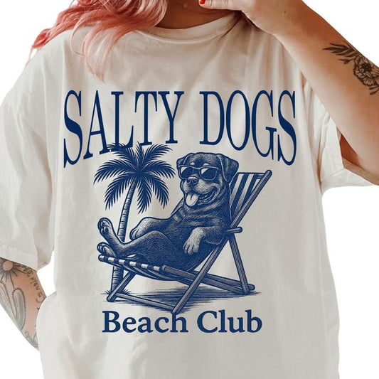 Salty Dogs Beach Club Rottweiler Shirt ~ Unisex Apparel Relaxed Fit Printed In The USA Clothing Womenswear Casual Comfort...