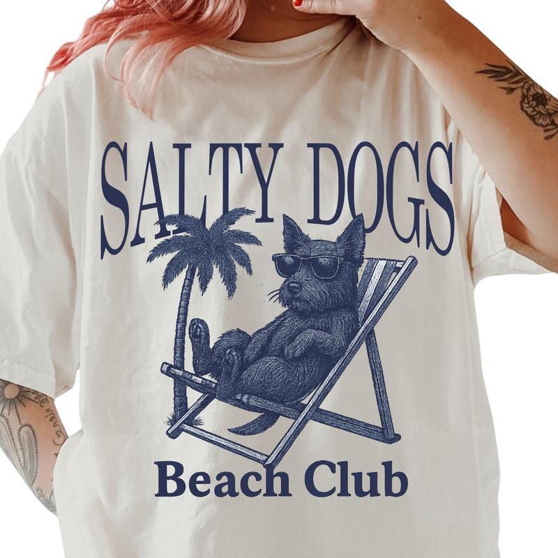 Salty Dogs Beach Club Scottie Shirt ~ Unisex Apparel Relaxed Fit Printed In The USA Clothing Womenswear Casual Comfort...
