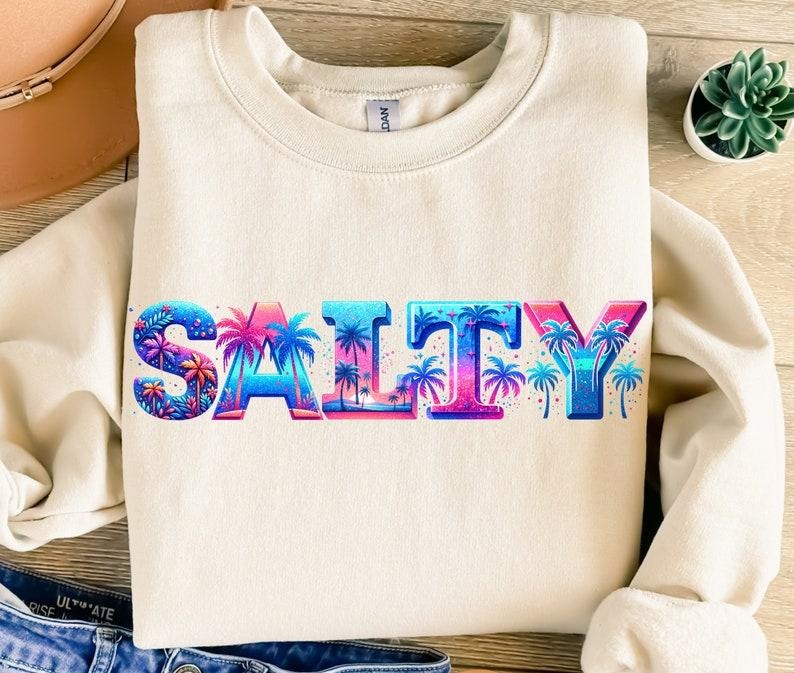 Salty Shirt, Funny Sublimation Design T Shirt, Beach T Shirt, Tropical Shirt, Summer Hoodie, T-Shirt Design style 02...