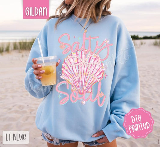 Salty Soul Sweatshirt, Cute Summer Sweater, Girly Beach Crewneck T-Shirts, Hoodie | WearSparks.com