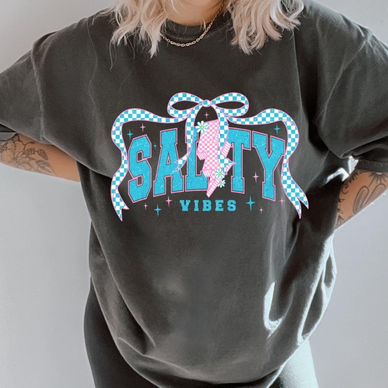 Salty Vibes Summer Shirt ~ Unisex Apparel Relaxed Fit Printed In The USA Clothing Womenswear Casual Comfort Cotton Top...