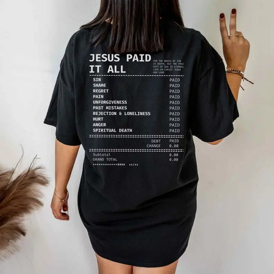 Salvation Jesus Paid It All Shirt Christian Receipt Shirt Trendy Christian Tshirt Faith Based T Shirt Scripture Shirt...