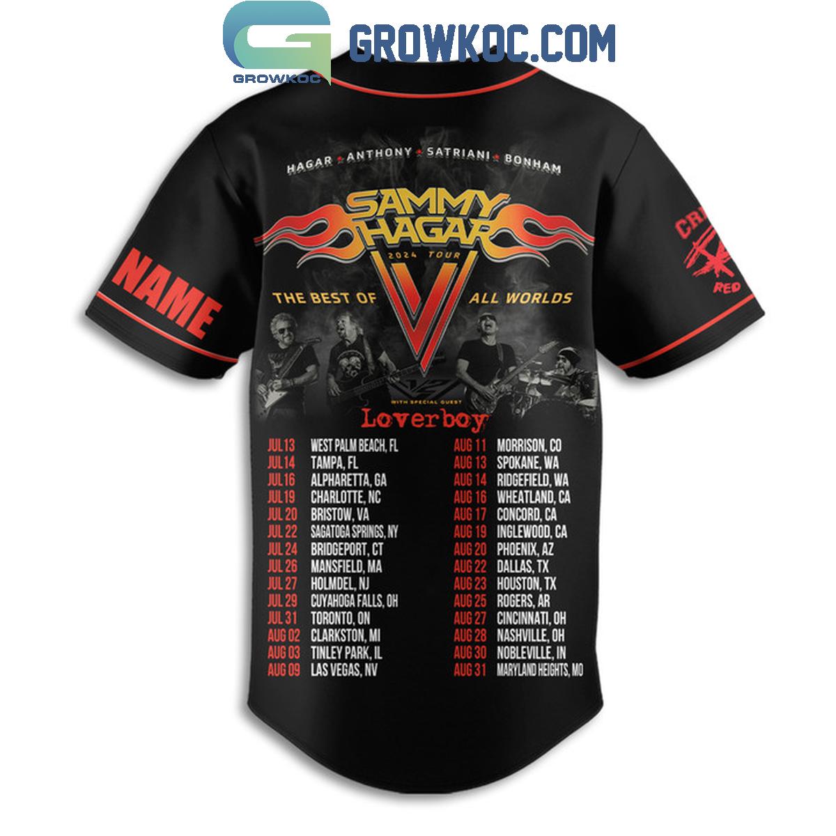 Sammy Hagar Anthony Satriani Bonham 2024 Tour Personalized Baseball Jersey