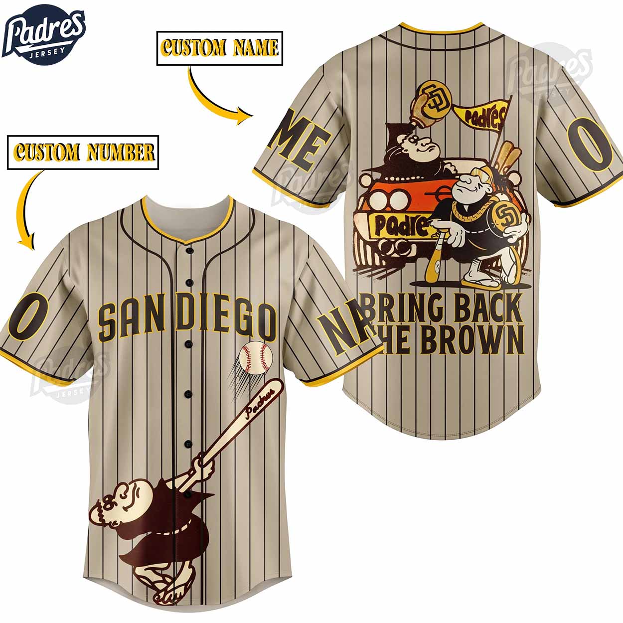 San Diego Padres Custom Baseball Jersey Style - Padres Jersey Oasis: Elevate Your Baseball Style Game T-Shirts,... (Image 1)