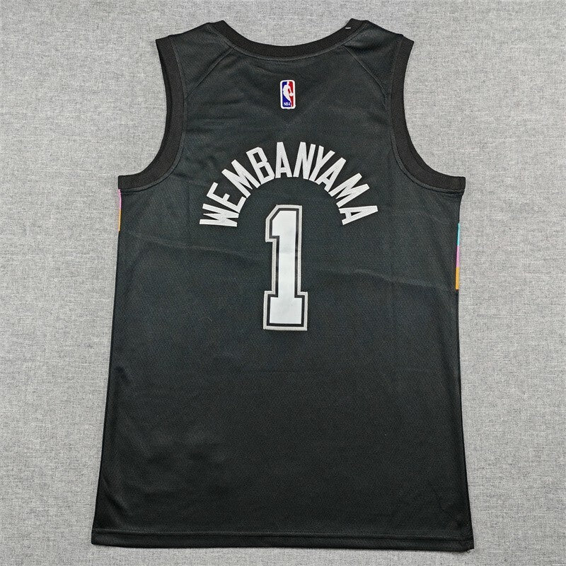 San Antonio Spurs #1 Victor Wembanyama 26 Spurs 1 Black City Edition Style 3