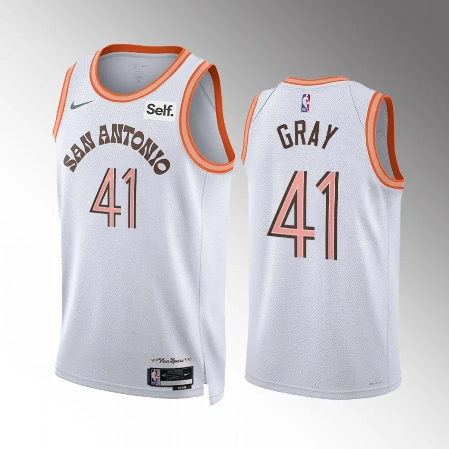 San Antonio Spurs #41 RaiQuan Gray 2023-24 White City Edition Men Jersey Style 1