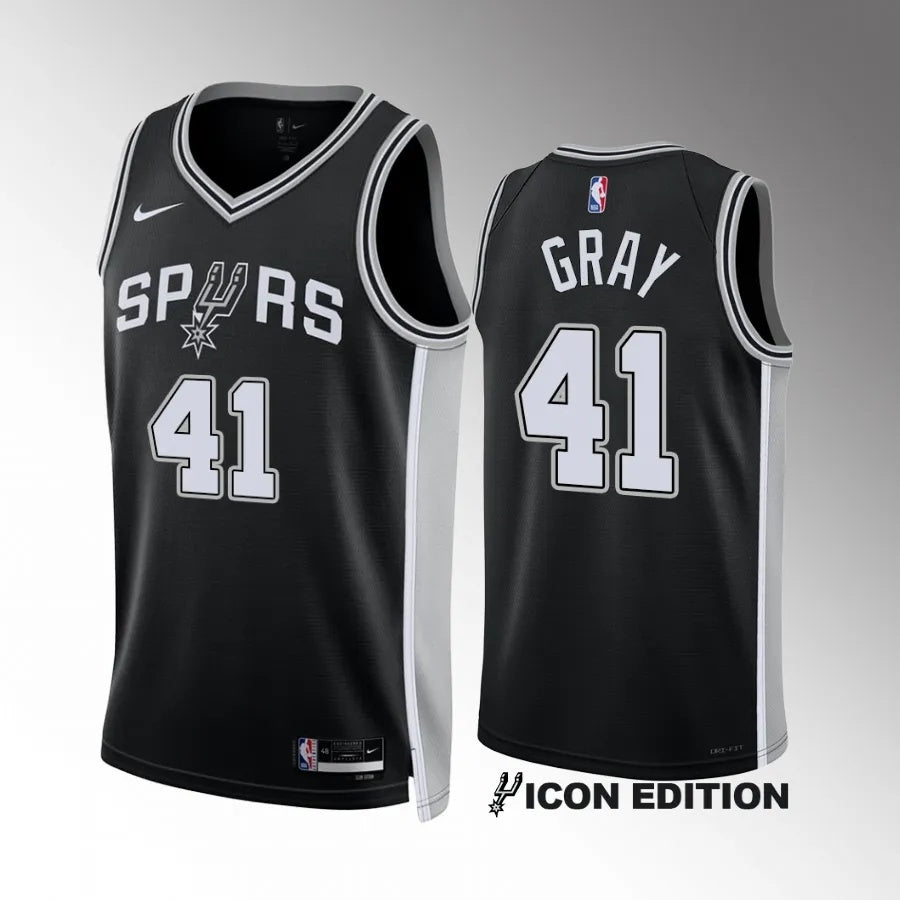 San Antonio Spurs #41 RaiQuan Gray Black Icon Edition Men Jersey Style 1