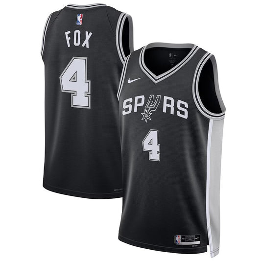 San Antonio Spurs #4 De'Aaron Fox Unisex Swingman Player Jersey - Icon Edition - Black