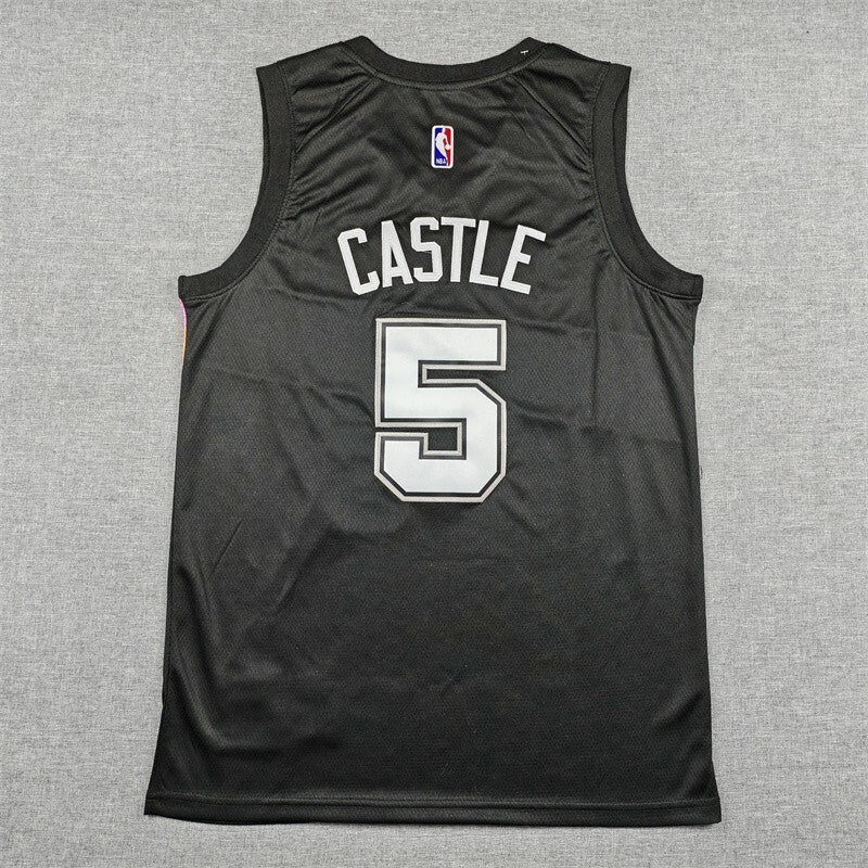 San Antonio Spurs #5 Stephon Castle 26 Spurs 5 Black City Edition Style 1