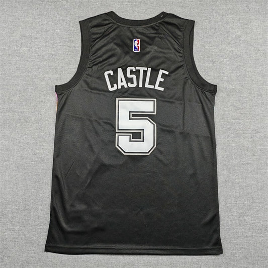 San Antonio Spurs #5 Stephon Castle 26 Spurs 5 Black City Edition Style 3