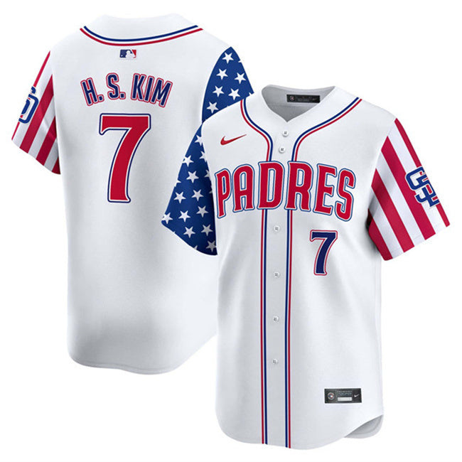 San Diego Padres #7 Ha-Seong Kim White 2025 Independence Day Vapor