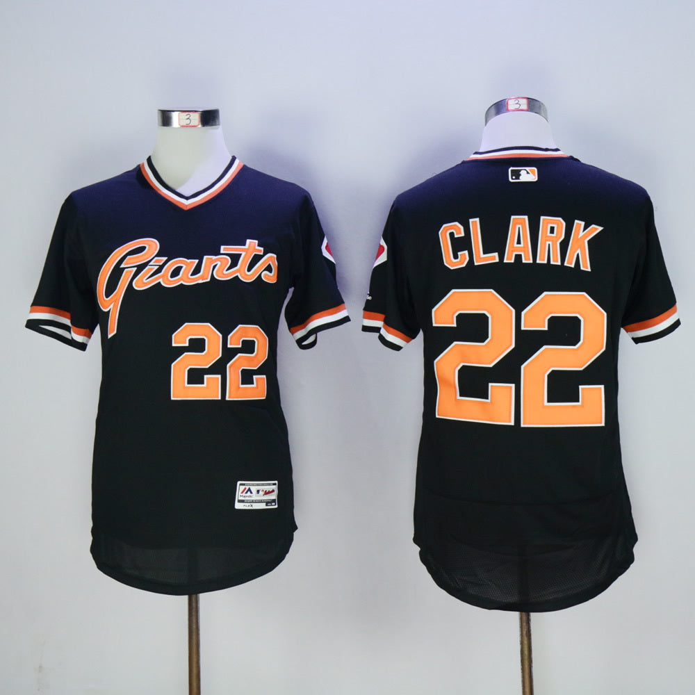 San Francisco Giants #22 Will Clark Giants 22 Black Retro Pullover 2016 Player Version