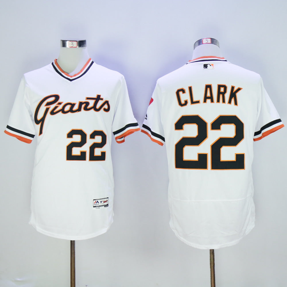 San Francisco Giants #22 Will Clark Giants 22 White Retro 2016 Player Version