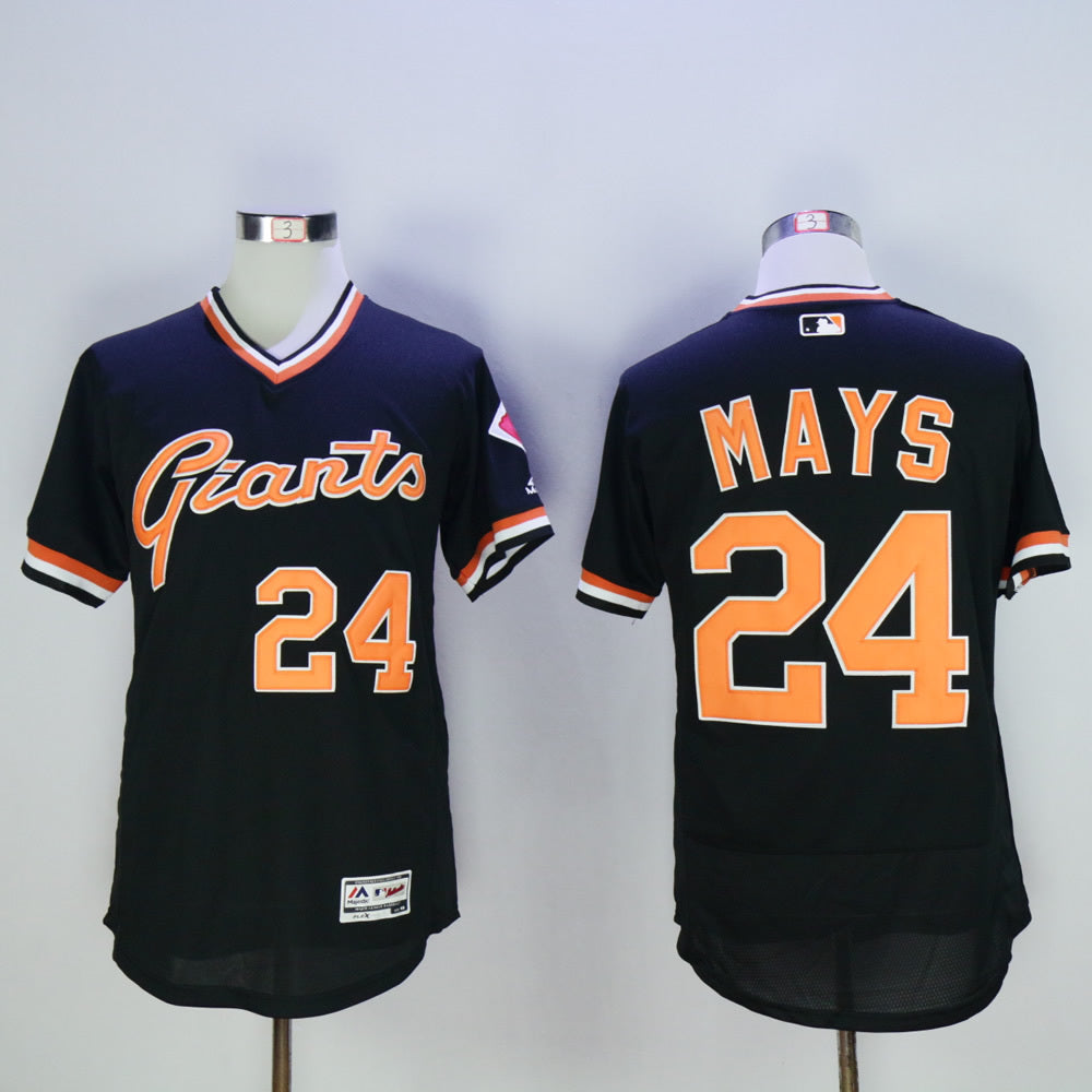 San Francisco Giants #24 Willie Mays Giants 24 Black Retro Pullover 2016