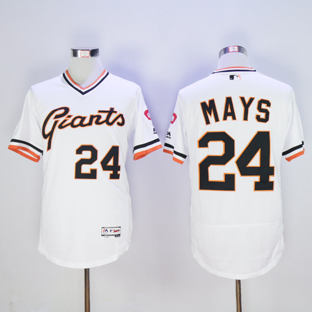 San Francisco Giants #24 Willie Mays Giants 24 White Retro 2016 Player Version